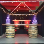 party Bar with wine barrel base